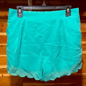 turquoise silk shorts